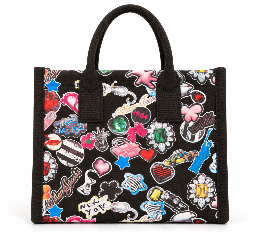 Bolso tote negro con estampado neoyorquino.webp