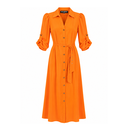 VESTIDO KARL NARANJA CINTO HEBILLA PLATEADA TALLA 0