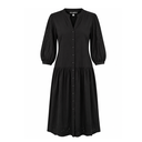 VESTIDO KARL NEGRO POPELINA CON FLORES TIPO CALADAS EN MANGA Y PARTE INFERIOR