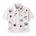 CAMISA KARL BLANCA CON ROSAS BORDADAS ROJAS BLANCAS Y ROJAS 
