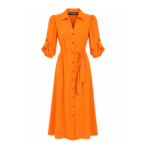 VESTIDO KARL NARANJA CINTO HEBILLA PLATEADA TALLA 0